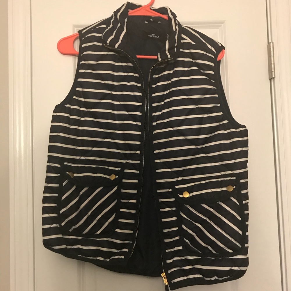 Navy and white striped vest